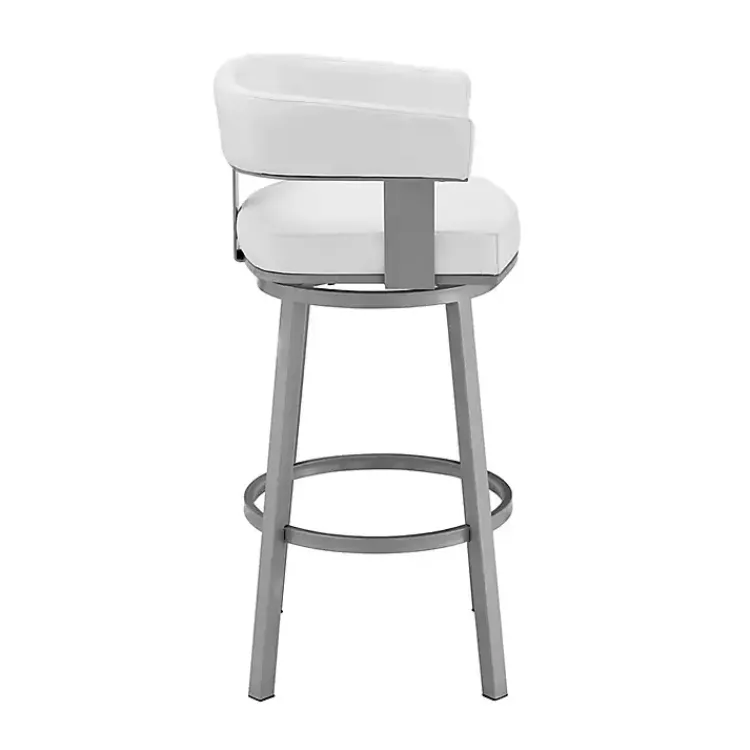 Kirklands Home Bar Stools & Counter Height Stools|Faux Leather Lorin Swivel Counter Stool White