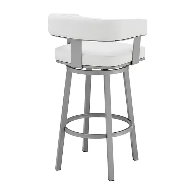 Kirklands Home Bar Stools & Counter Height Stools|Faux Leather Lorin Swivel Counter Stool White