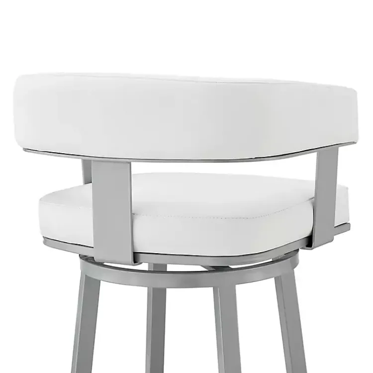 Kirklands Home Bar Stools & Counter Height Stools|Faux Leather Lorin Swivel Counter Stool White