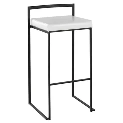 Kirklands Home Bar Stools & Counter Height Stools|Faux Leather Stackable Bar Stools, Set of 2 White