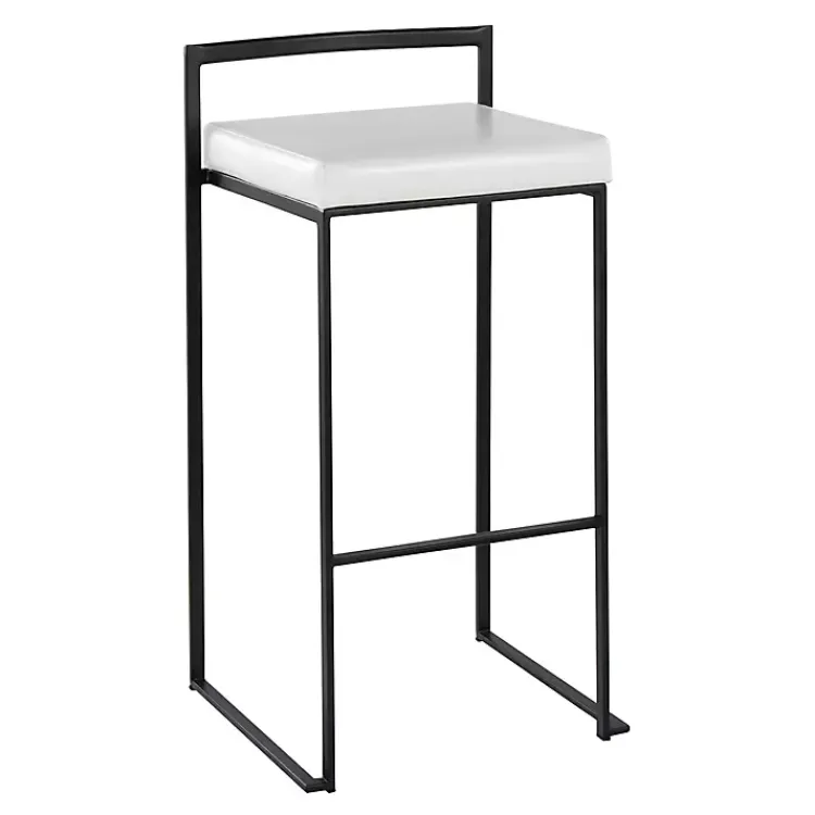 Kirklands Home Bar Stools & Counter Height Stools|Faux Leather Stackable Bar Stools, Set of 2 White