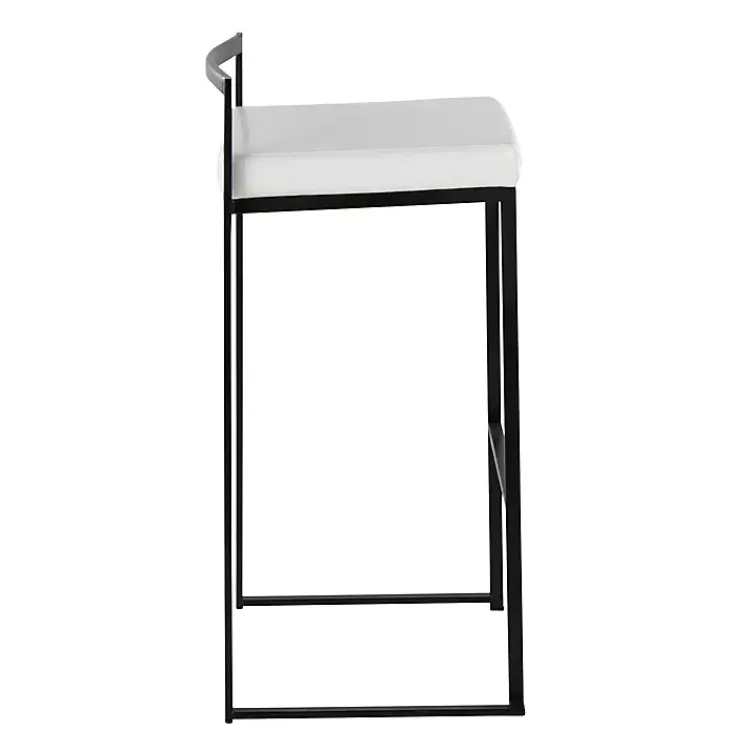 Kirklands Home Bar Stools & Counter Height Stools|Faux Leather Stackable Bar Stools, Set of 2 White