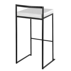 Kirklands Home Bar Stools & Counter Height Stools|Faux Leather Stackable Bar Stools, Set of 2 White