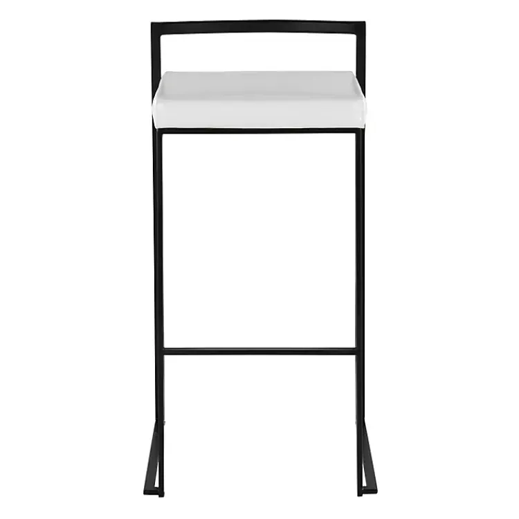 Kirklands Home Bar Stools & Counter Height Stools|Faux Leather Stackable Bar Stools, Set of 2 White
