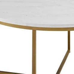 Kirklands Home Coffee Tables|Faux Marble & Gold X-Base Coffee Table White