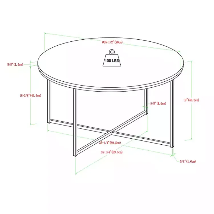 Kirklands Home Coffee Tables|Faux Marble & Gold X-Base Coffee Table White