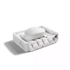 Kirklands Home Bathroom Accessories|Faux Marble Elevated Soap Dish White