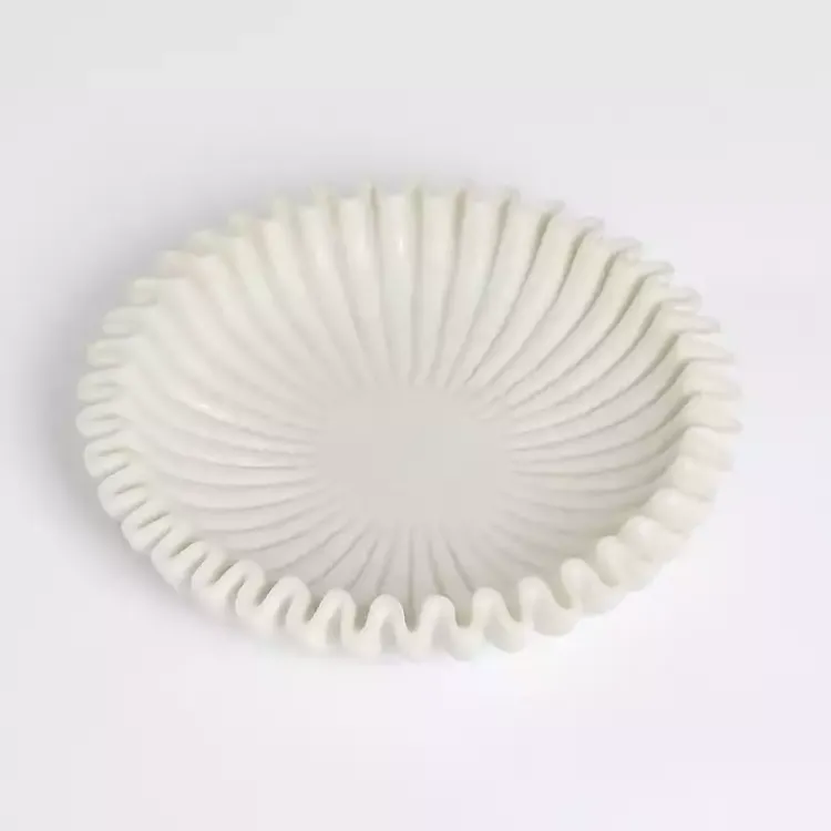 New Faux Marble Scalloped Decorative Bowl Decorative Bowls & Jars