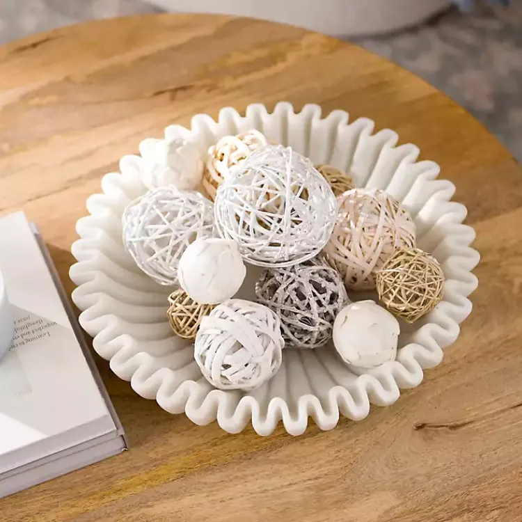 New Faux Marble Scalloped Decorative Bowl Decorative Bowls & Jars