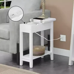 Kirklands Home Accent & End Tables|Flip Top Charging Accent Table White