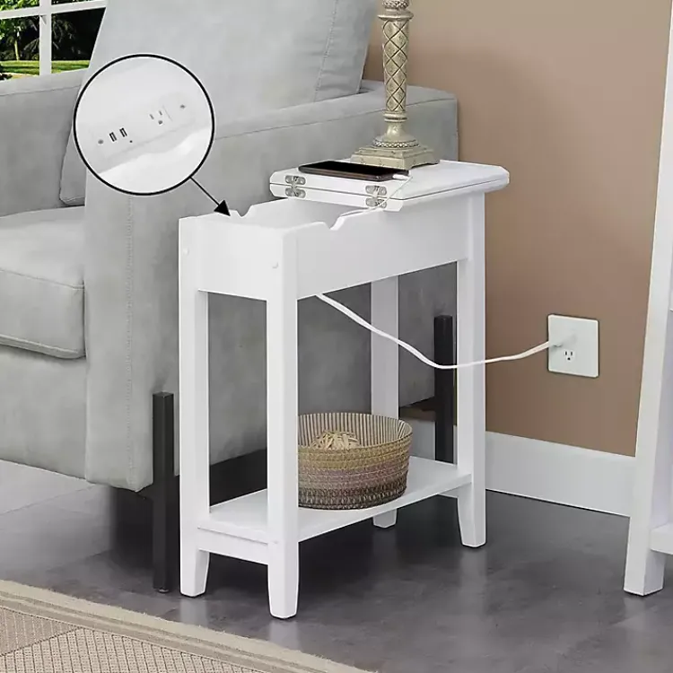 Kirklands Home Accent & End Tables|Flip Top Charging Accent Table White