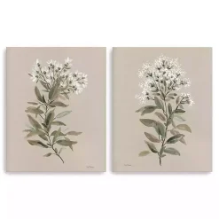 Kirklands Home Canvas Art|White Floral Stem Canvas Art Prints, Set of 2