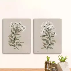 Kirklands Home Canvas Art|White Floral Stem Canvas Art Prints, Set of 2