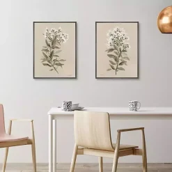 Kirklands Home Canvas Art|White Floral Stems Framed Canvas Prints, Set of 2