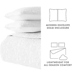 Kirklands Home Quilts|Floral Stitch 3-pc. Queen Quilt Set White