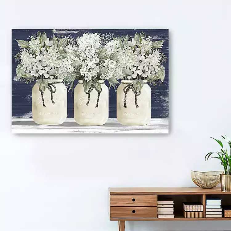 Kirklands Home Canvas Art|White Floral Trio Giclee Canvas Art Print