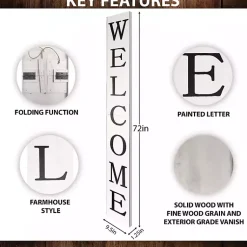 Kirklands Home Garden Decor|Foldable Welcome Porch Board White