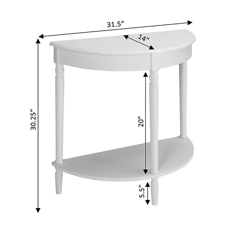Kirklands Home Console Tables|French Country Half Round Console Table White