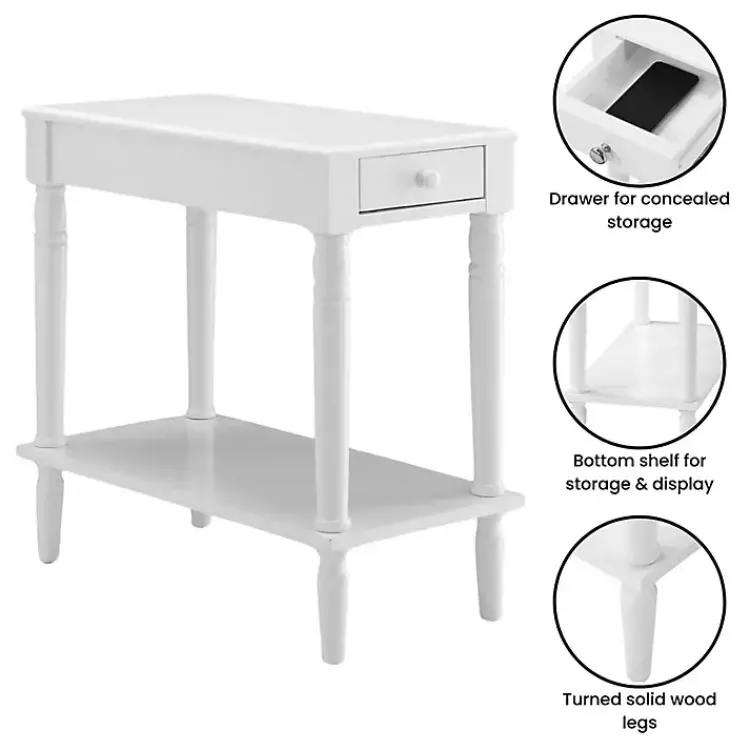 Kirklands Home Accent & End Tables|French Country Single Drawer Accent Table White