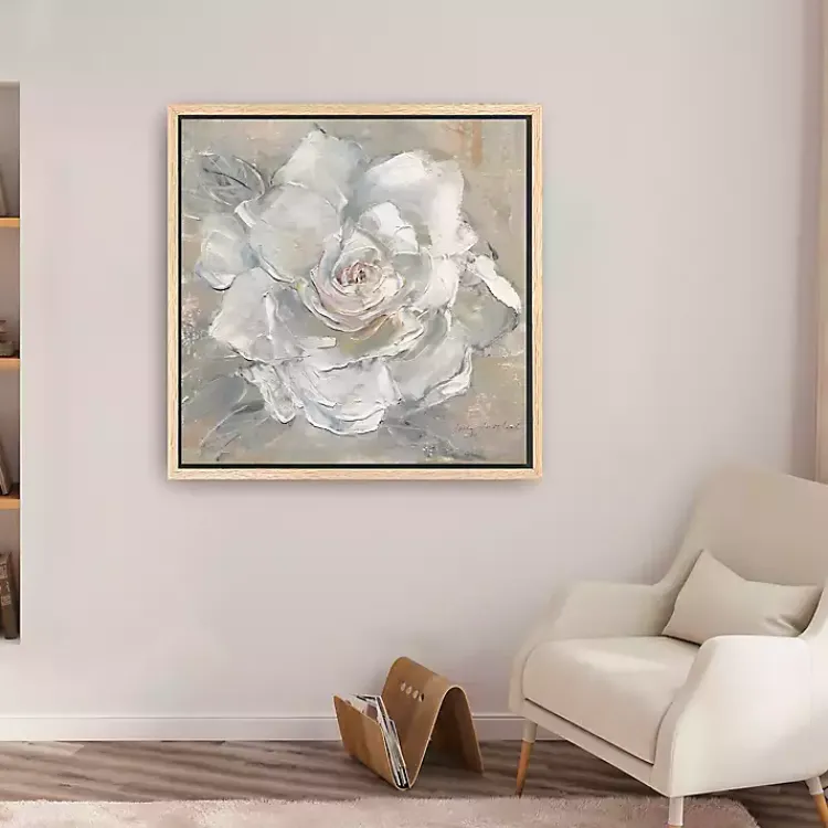 Kirklands Home Canvas Art|White Gardenia Flower Framed Canvas Art Print