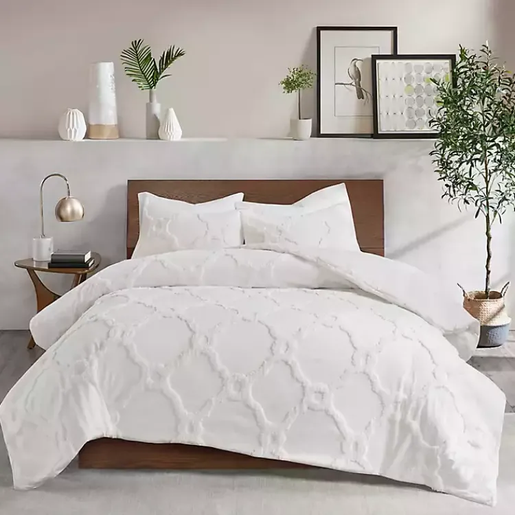 Kirklands Home Comforters|Geometric California King 3-pc Comforter Set White