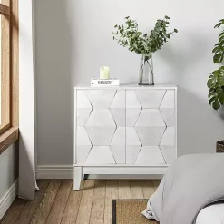 Kirklands Home Cabinets & Sideboards|Geometric Mabel 2-Door Cabinet White