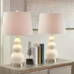 Kirklands Home Table Lamps|Glass Covey Table Lamps, Set of 2 White
