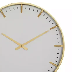 Kirklands Home Clocks|Glass Frame Gold Accent Wall Clock White