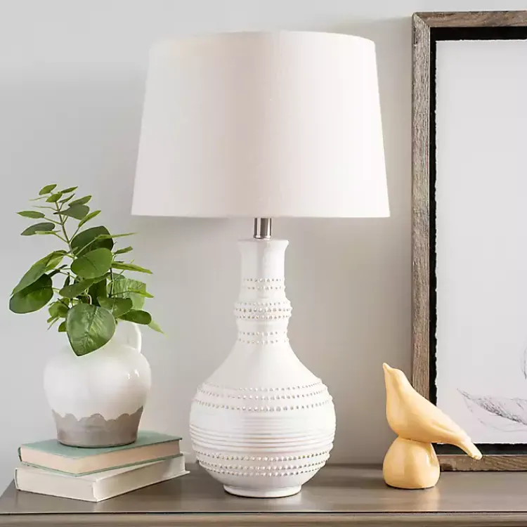 Kirklands Home Table Lamps|White Glaze Serenia Ceramic Table Lamp Ivory