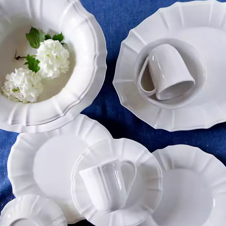 Kirklands Home Serving & Entertaining|Glazed Scalloped Ceramic Pasta Bowl White