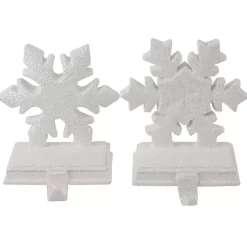 Glitter Snowflake Stocking Holders, Set of 2 Christmas Stockings & Stocking Holders