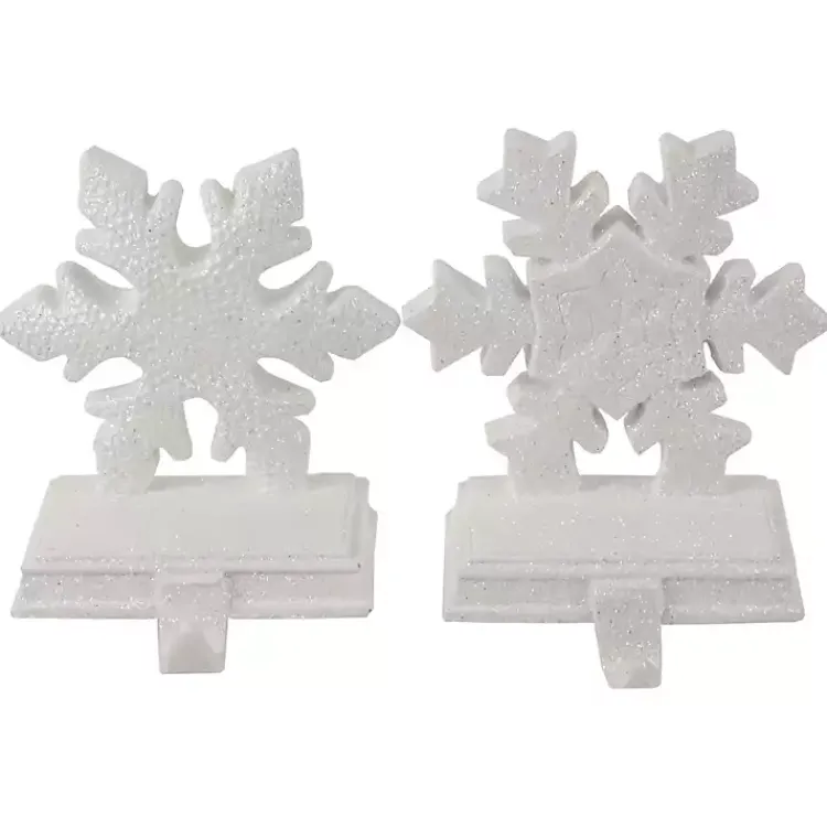 Glitter Snowflake Stocking Holders, Set of 2 Christmas Stockings & Stocking Holders