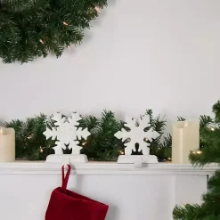 Glitter Snowflake Stocking Holders, Set of 2 Christmas Stockings & Stocking Holders