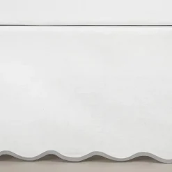 Kirklands Home Bedding Essentials|White Scalloped Coastal King Bed Skirt Gray