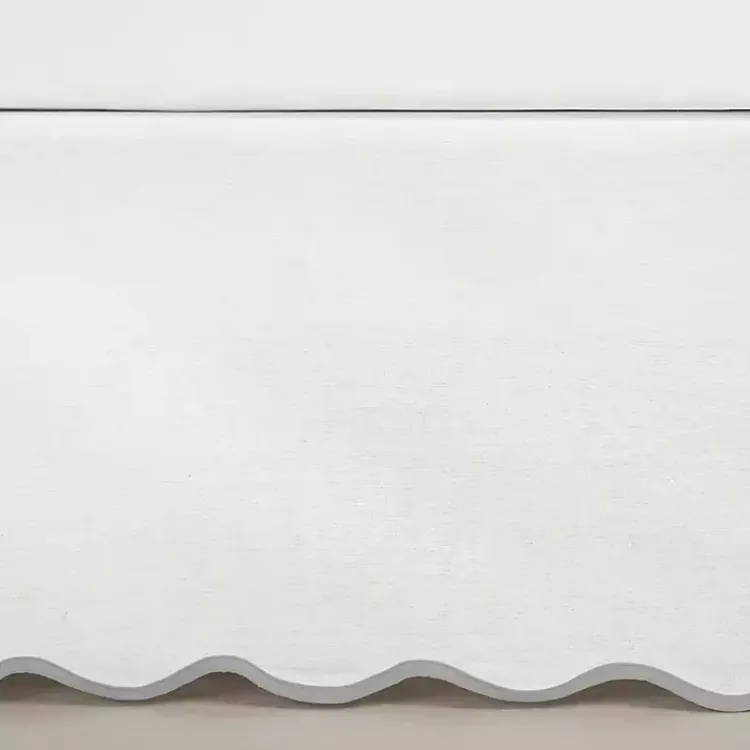 Kirklands Home Bedding Essentials|White Scalloped Coastal King Bed Skirt Gray
