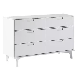 Kirklands Home Dressers & Chests|Grooved Handle 6-Drawer Dresser White
