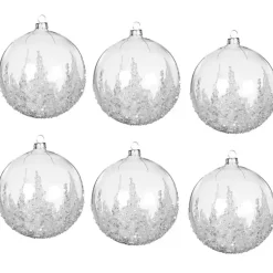 Outlet Hand Blown Glass Beaded Ornaments, Set of 6 Christmas Ornaments