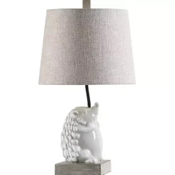 Kirklands Home Table Lamps|White Hedgehog Accent Table Lamp Tan