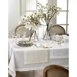 Kirklands Home Table Linens|Hemstitched Linen Oblong Runner White