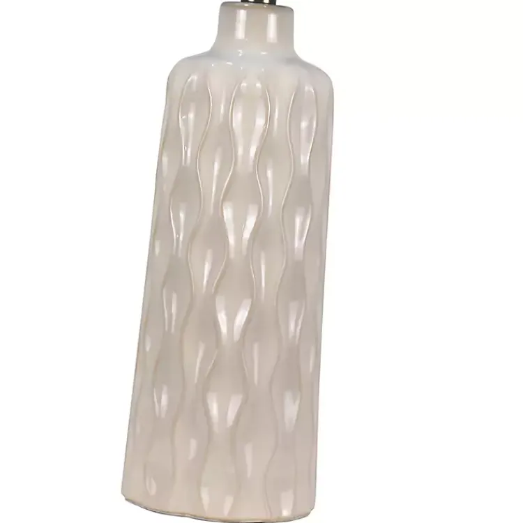 Kirklands Home Table Lamps|White Honeycomb Wave Table Lamps, Set of 2 Tan
