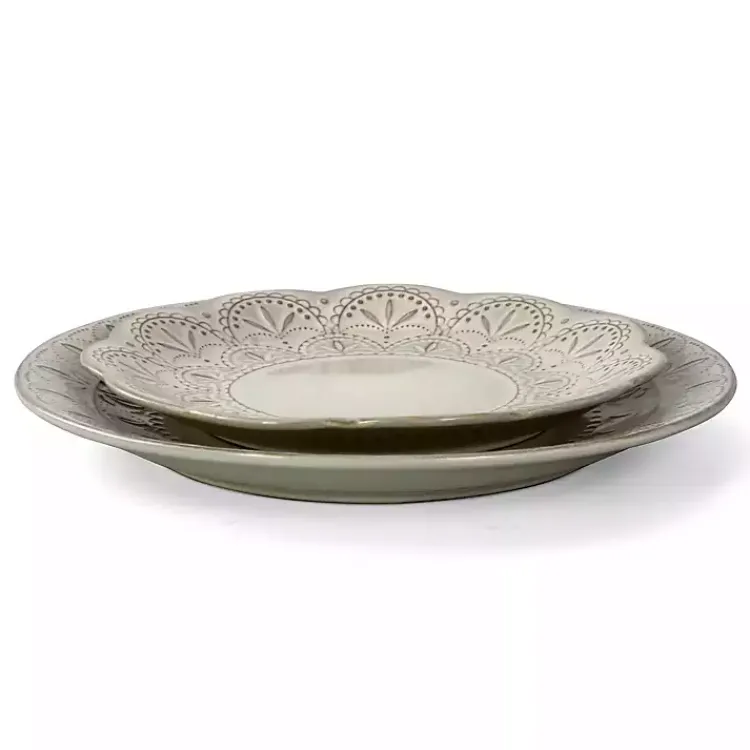 Kirklands Home Dinnerware|Lace Embossed 16-pc. Dinnerware Set White