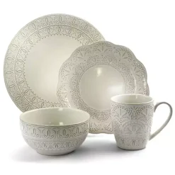 Kirklands Home Dinnerware|Lace Embossed 16-pc. Dinnerware Set White