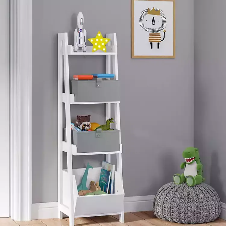 Kirklands Home Bookshelves|Ladder Shelf with Cubby, 13 in. White