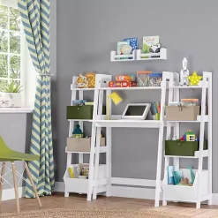 Kirklands Home Bookshelves|Ladder Shelf with Cubby, 13 in. White
