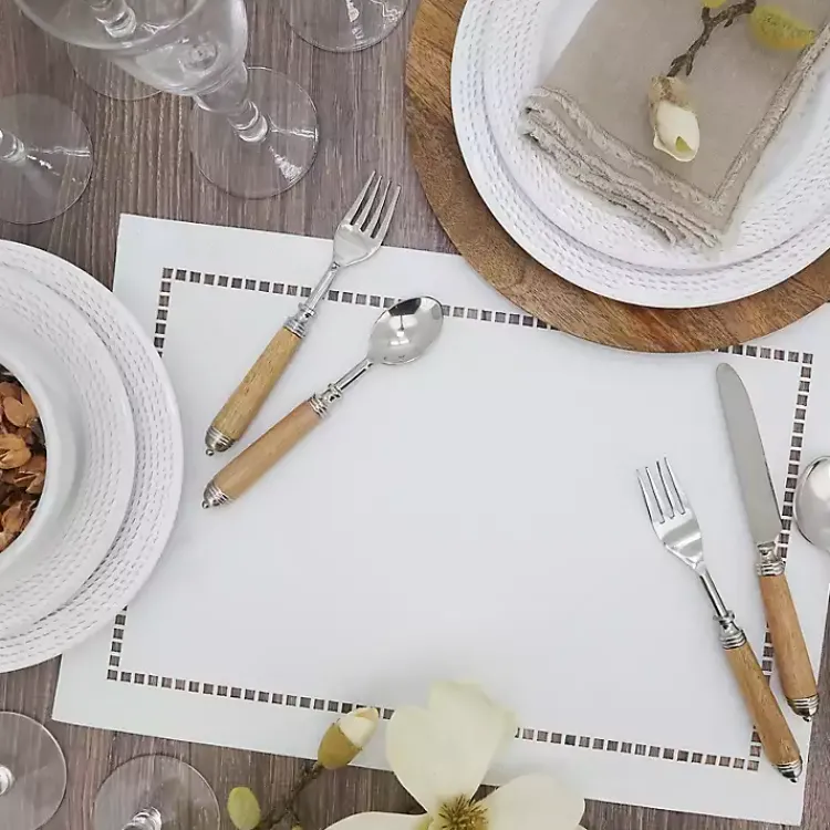 Kirklands Home Table Linens|Laser-Cut Hemstitch Placemats, Set of 4 White