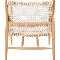 Kirklands Home Accent Chairs|Leather Woven Accent Chair White