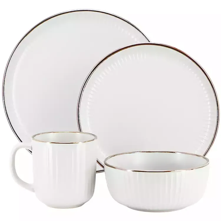 Kirklands Home Dinnerware|Leo Stoneware 16-pc. Dinnerware Set White