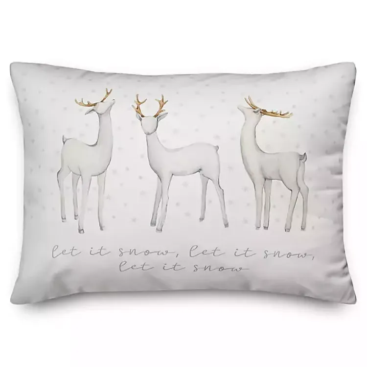 Discount White Let it Snow Reindeer Christmas Accent Pillow Pillows