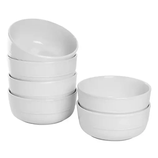 Kirklands Home Dinnerware|Linear Cereal Bowls, Set of 6 White