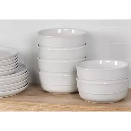 Kirklands Home Dinnerware|Linear Cereal Bowls, Set of 6 White
